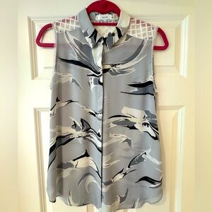 Reiss Gray Patterned Sleeveless Blouse